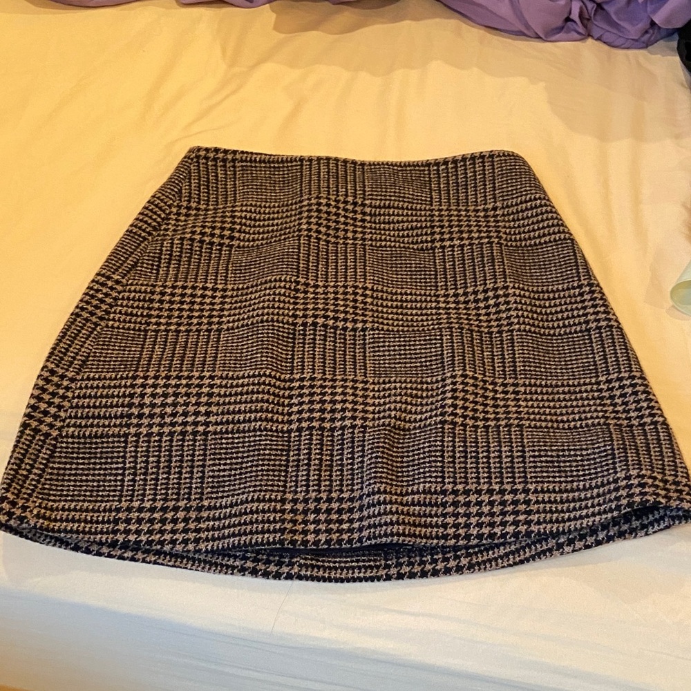 Banana Republic Black and Brown Checkered Mini Skirt